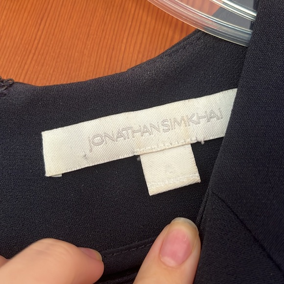 Jonathan Simkhai Navy Blue Crochet Fringe Fluted Bodycon Dress Midi - Picture 8 of 11